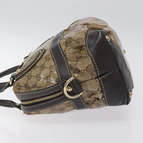 GUCCI GG Crystal Hand Bag Coated Canvas Brown Gold 223962 Auth 130181 - Picture 4 of 15
